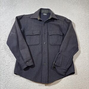 CPO Sz S Wool Shirt Jacket Menswear Vintage Black Grey Overshirt Heavy Duty